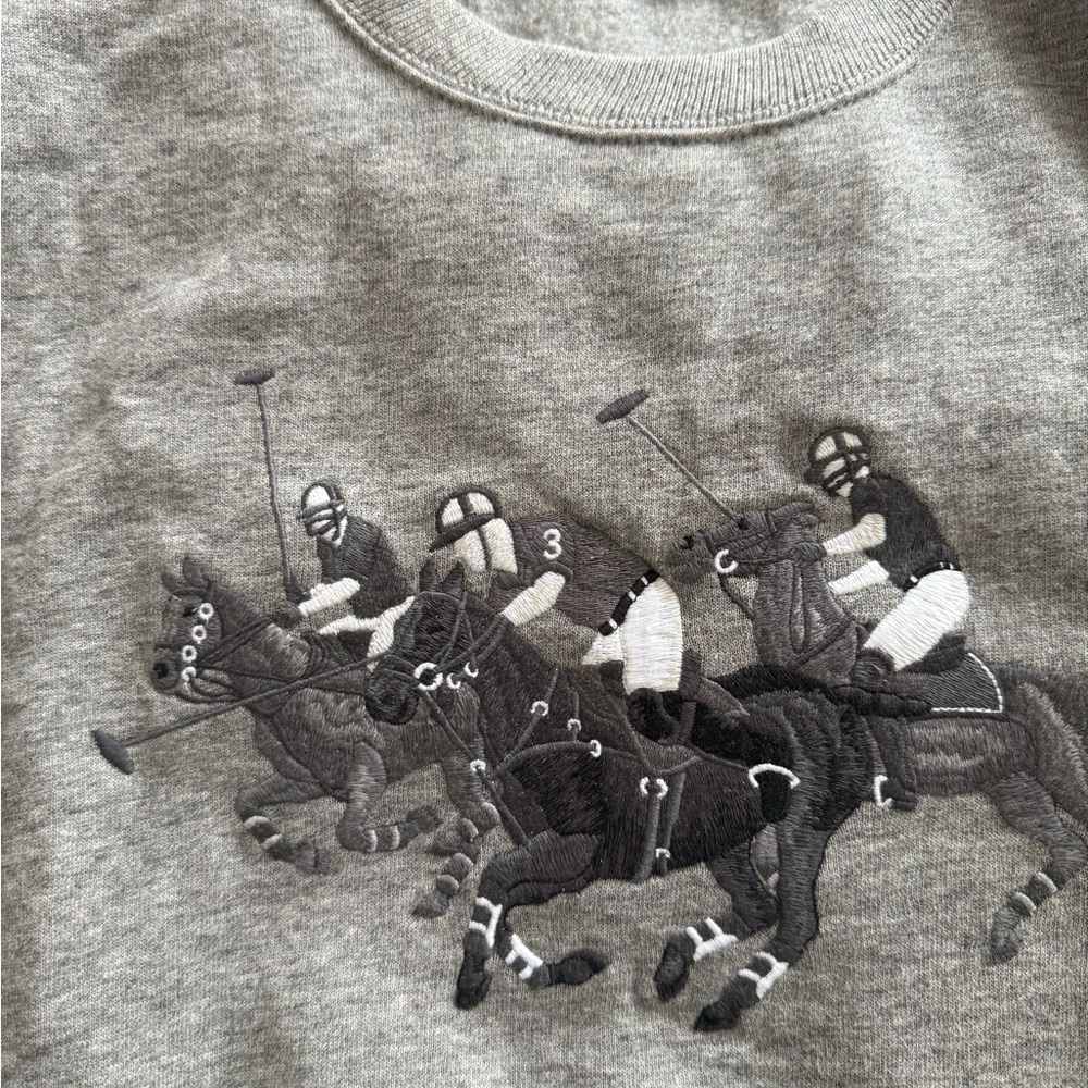Polo Ralph Lauren Polo Match Game Embroidered Grey Sweatshirt like new - Picture 6 of 9